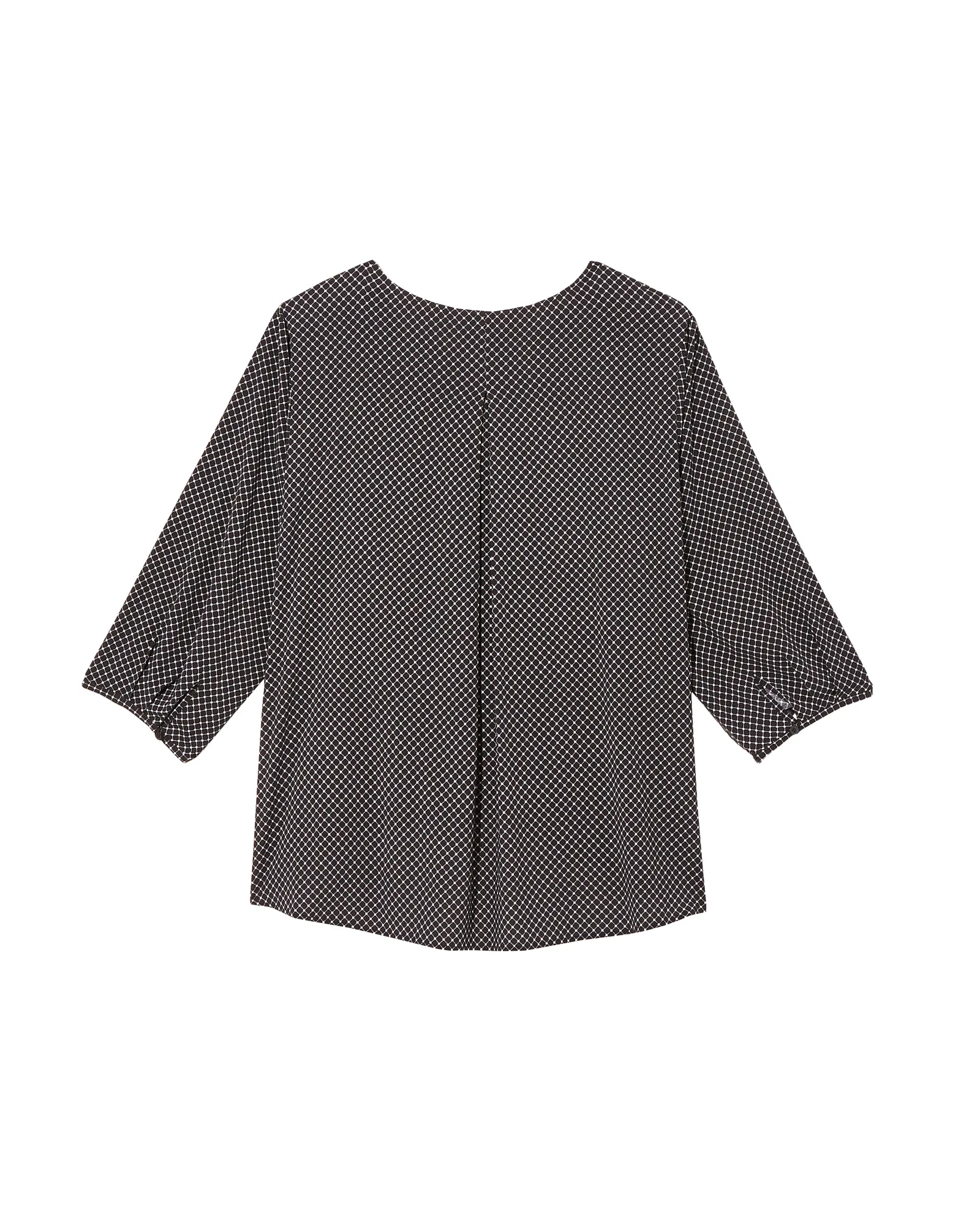 Sam 3/4 Sleeve Pleated Front Blouse | Black / White