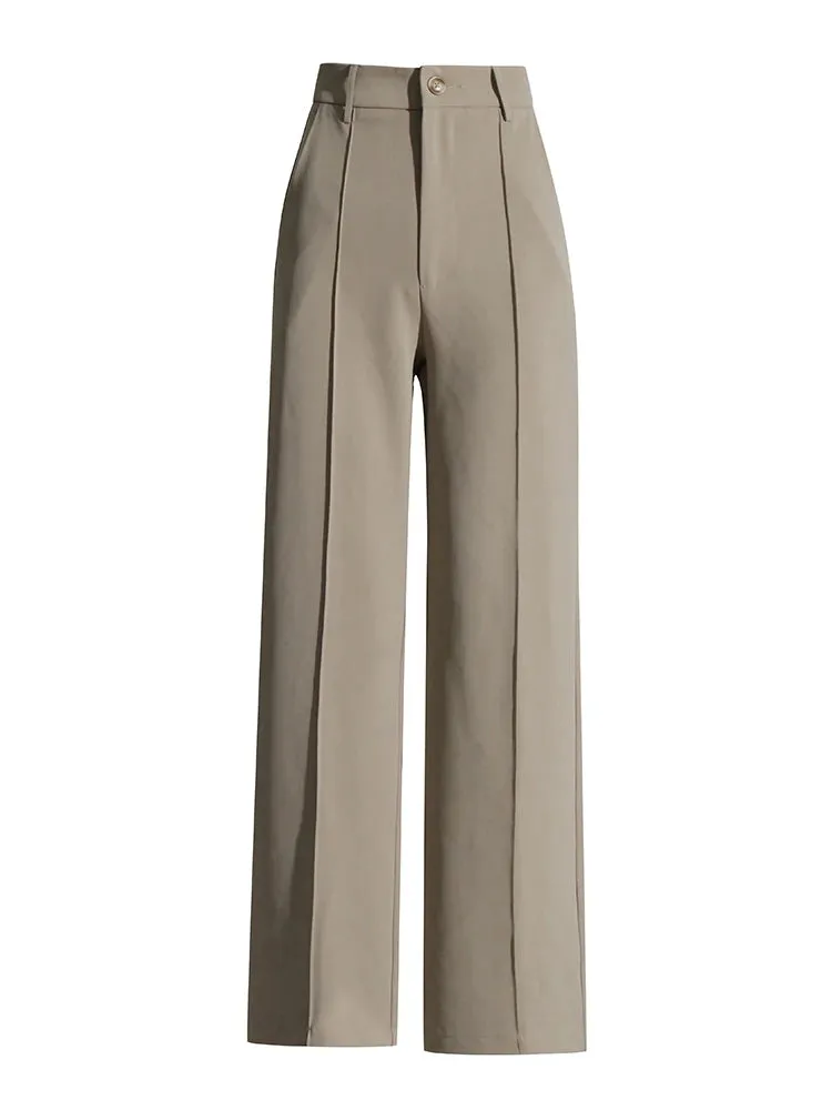 Solid Three Piece Set For Women Long Sleeve Coat Notched Sleeveless Vest High Waist Casual Pants Temperament Sets Female New