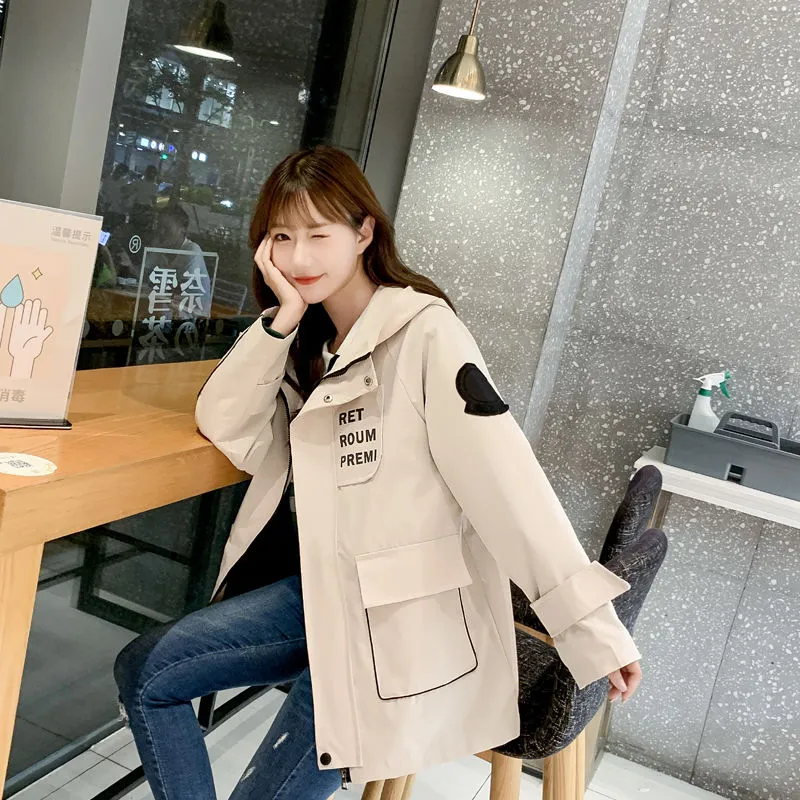 Tooling jacket women's spring and autumn Korean version loose BF early autumn new trendy versatile Mori trench coat student fat MM
