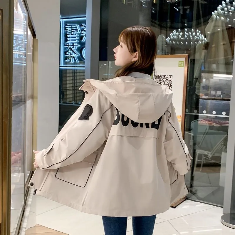 Tooling jacket women's spring and autumn Korean version loose BF early autumn new trendy versatile Mori trench coat student fat MM