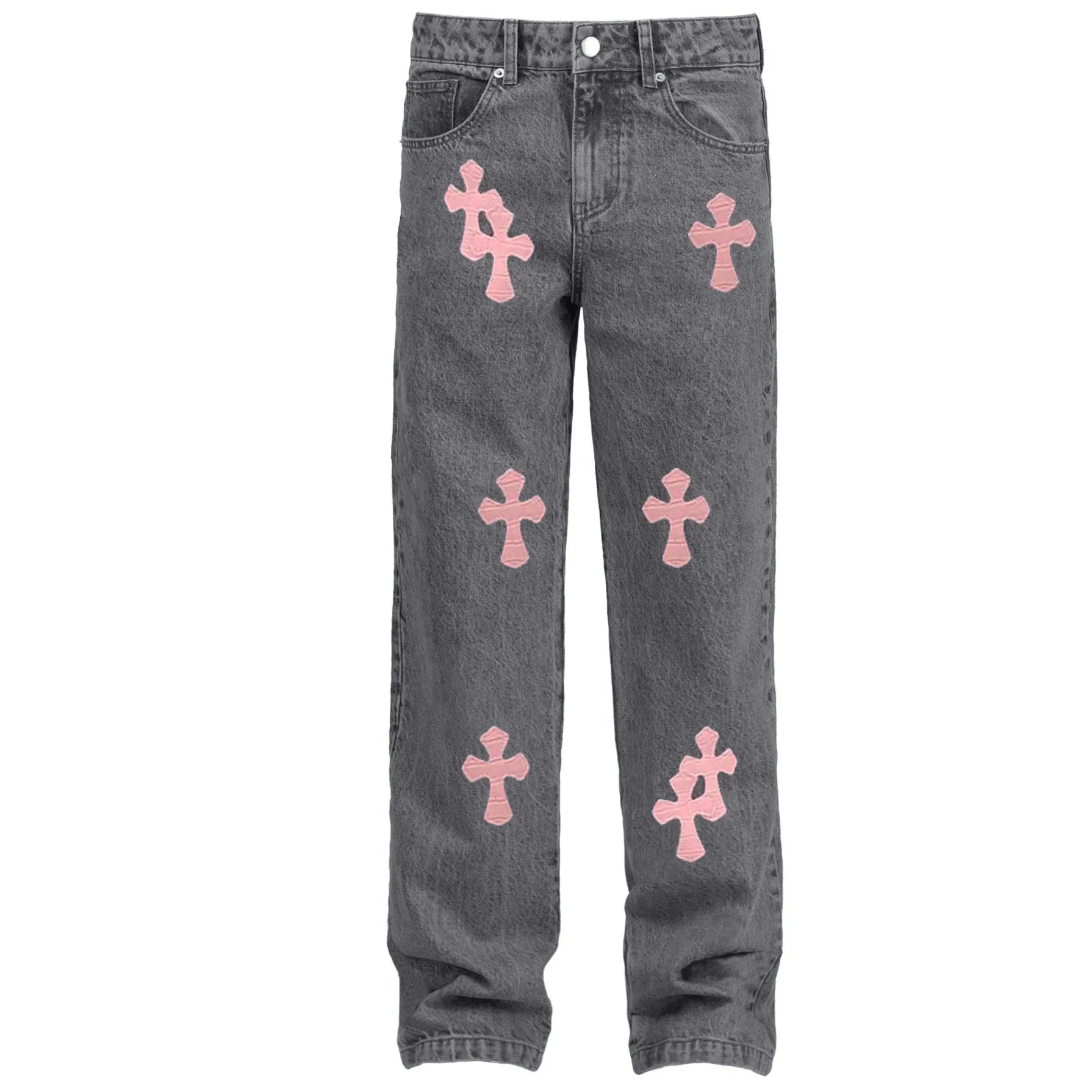 Vintage Straight Cross Jeans High Waist Loose Wide Leg Pants