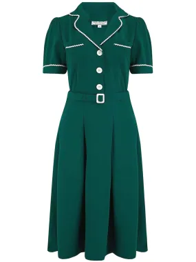 Vintage Style Green Shirtwaister Ric-Rac Dress