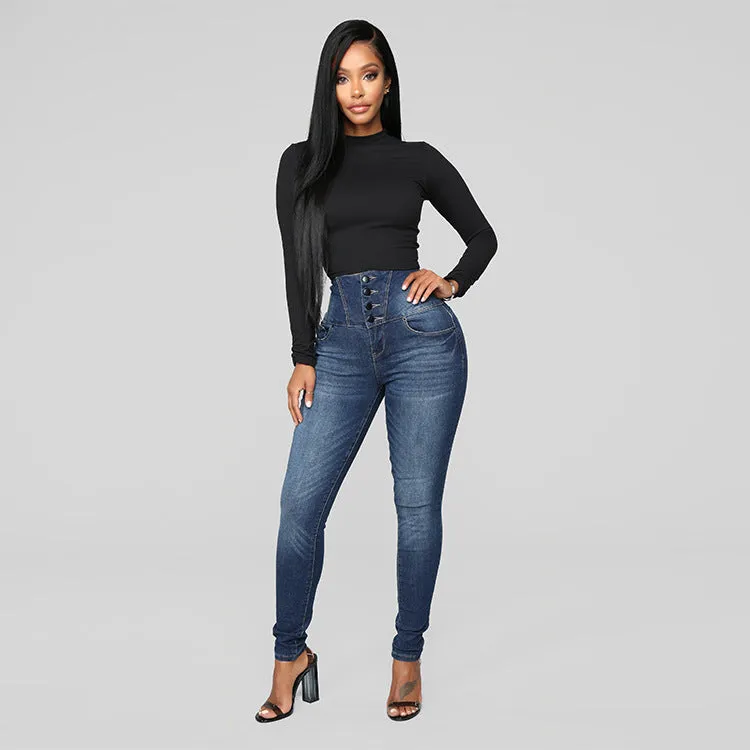 Women's High Waist  Slim Jeans
