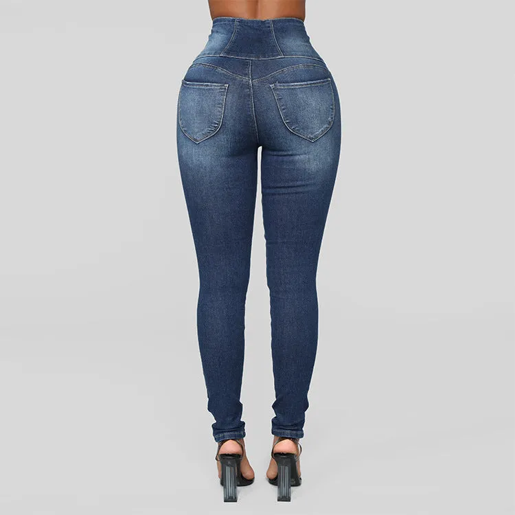 Women's High Waist  Slim Jeans