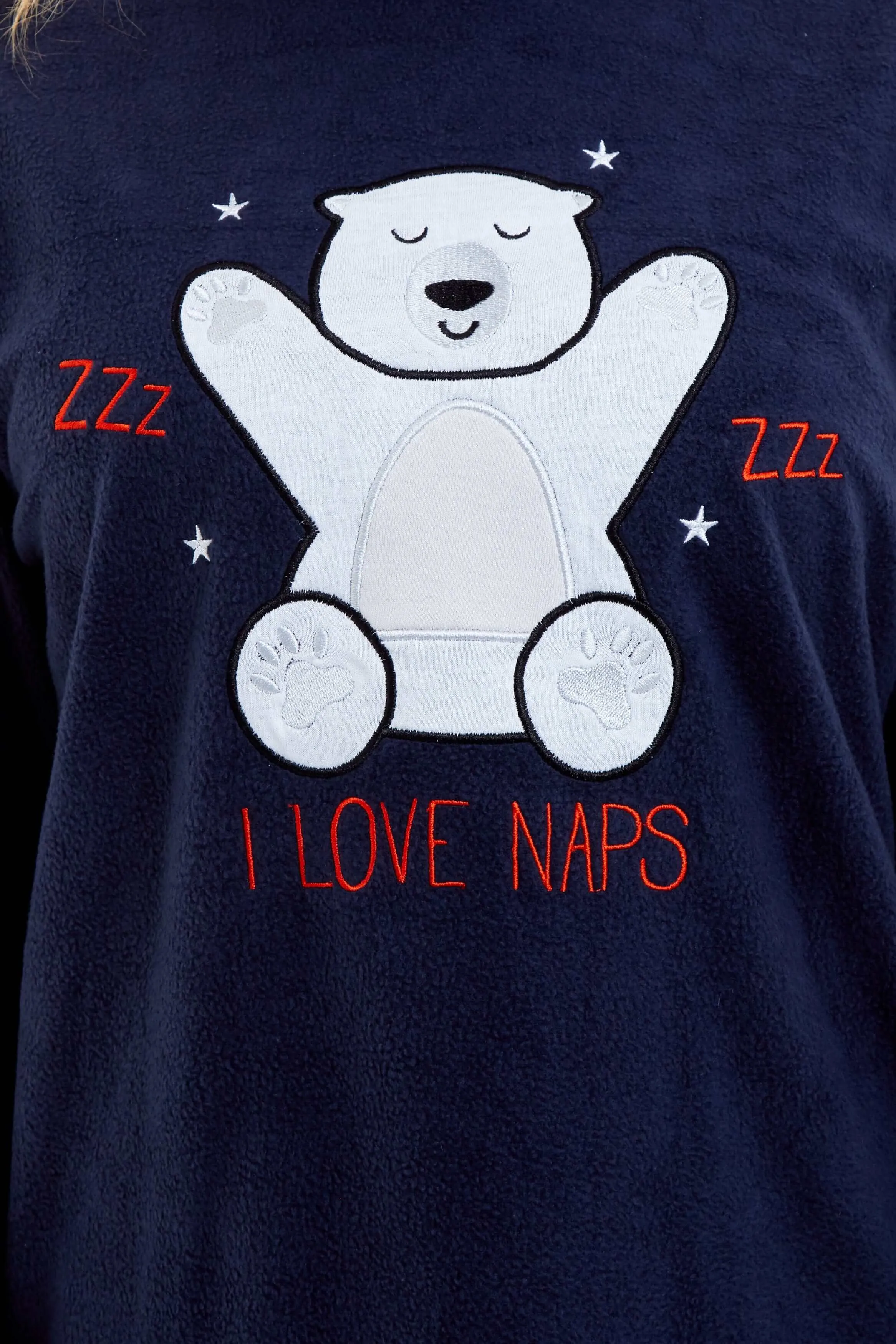 Women's Super Soft Polar Bear Fleece Pyjama Set Hooded Top Elasticated Pants Winter Loungewear Warm Durable Sleepwear by Daisy Dreamer